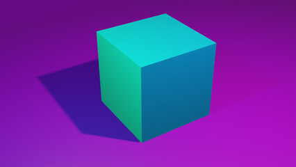 3d model of a cube. Isolated on purple background