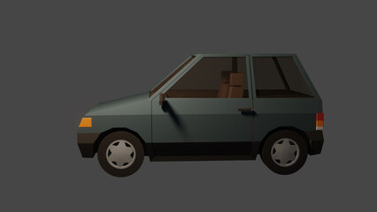 3d rendered illustration of a lowpoly car.