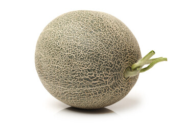 Netted melon on white background