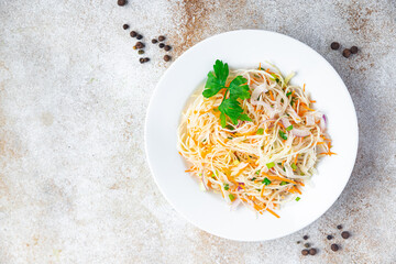 salad cabbage, carrot, onion fresh portion dietary healthy meal food dieter still life snack on the table copy space food background rustic top view keto or paleo diet veggie vegan or vegetarian food