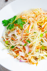 salad cabbage, carrot, onion fresh portion dietary healthy meal food dieter still life snack on the table copy space food background rustic top view keto or paleo diet veggie vegan or vegetarian food