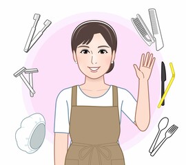 プラスチックゴミと女性
