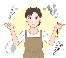 プラスチックゴミと女性