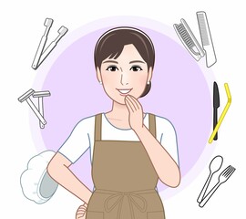 プラスチックゴミと女性