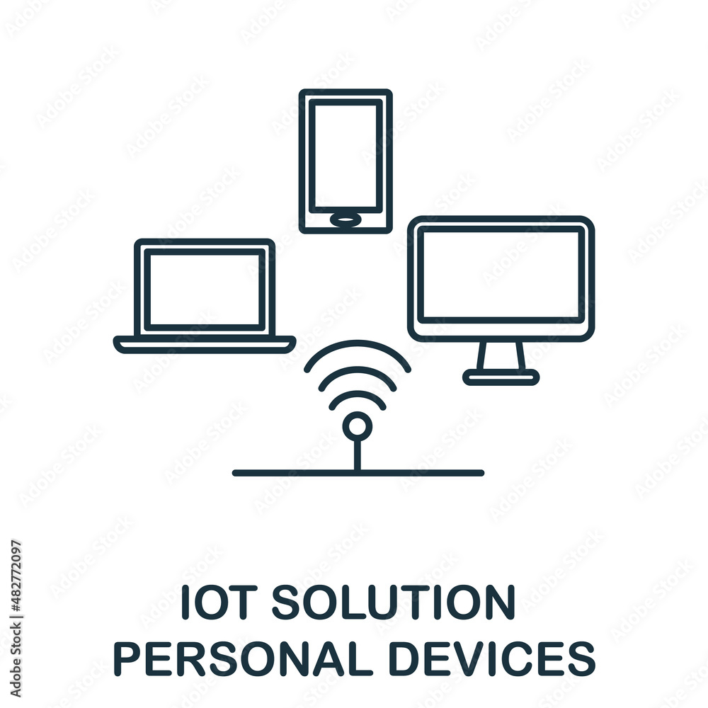 Poster personal devices icon. line element from iot solution collection. linear personal devices icon sign 