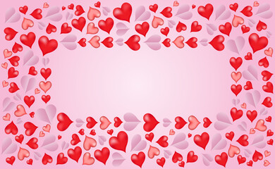  beautiful abstract background of red painted hearts, for Valentine's day