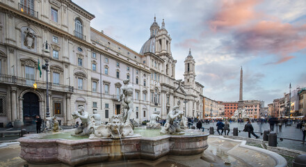 Obraz na płótnie Canvas Rome, Italy - 02.02.2020: Piazza Navona and Sant Agnese Church in Romе. 