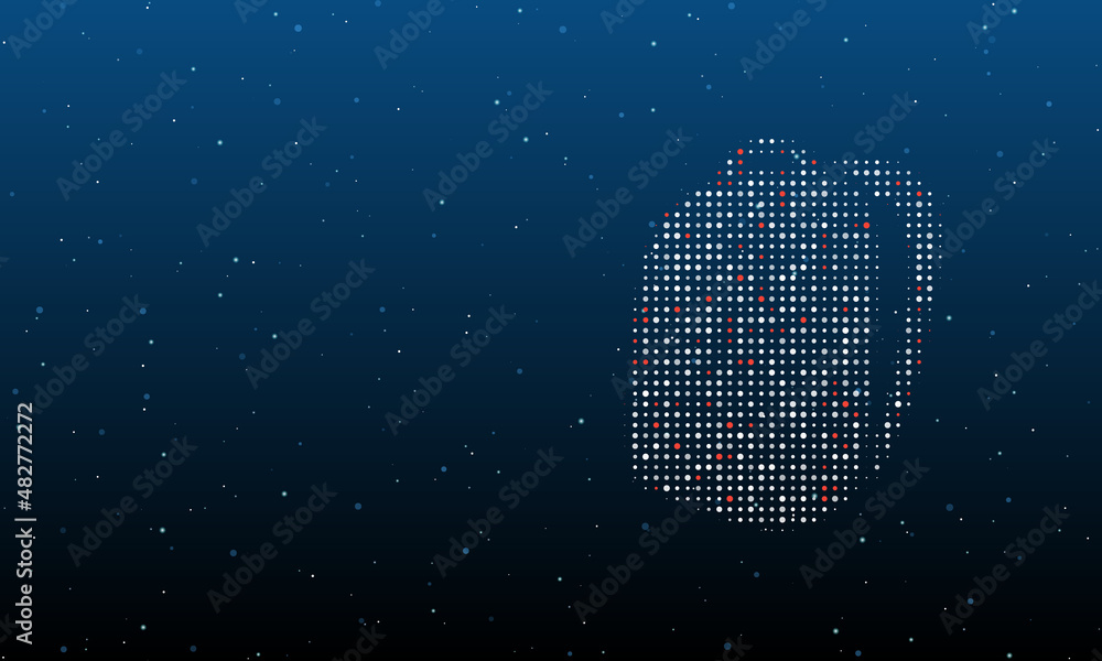 Poster on the right is the school bag symbol filled with white dots. background pattern from dots and circl