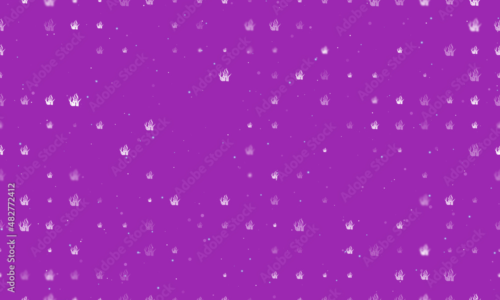Poster seamless background pattern of evenly spaced white seaweed symbols of different sizes and opacity. v