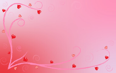  beautiful abstract background of red painted hearts, for Valentine's day