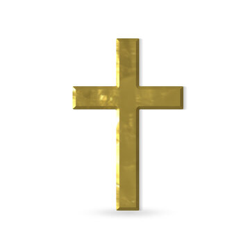 Gold Christian cross 3D vintage image vector graphic design isolated on white background
