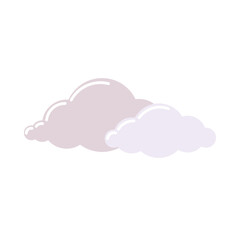 Hand drawn light blue and pink clouds in flat style. Clip-art isolated on white background.