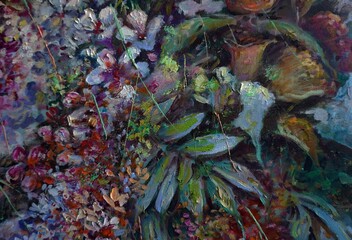 Art painting  Oil color orchid Flower , natural beauty , wildflower , Pollen