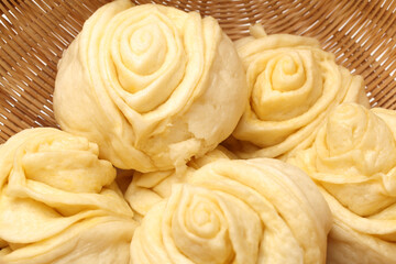 Chinese steamed roll. Close up on white background 