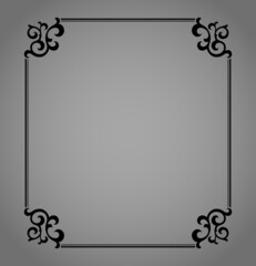 Decorative frame Elegant vector element for design in Eastern style, place for text. Floral black and gray border. Lace illustration for invitations and greeting cards