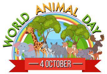 World Animal Day banner with wild animals