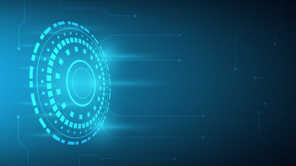 abstract futuristic technology background. virtual Hi-tech circle HUD screen with digital circuit board
