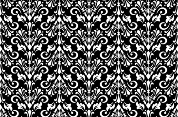 Flower geometric pattern. Seamless vector background. White and black ornament