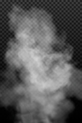 Transparent special effect stands out with fog or smoke. White cloud vector, fog or smog.