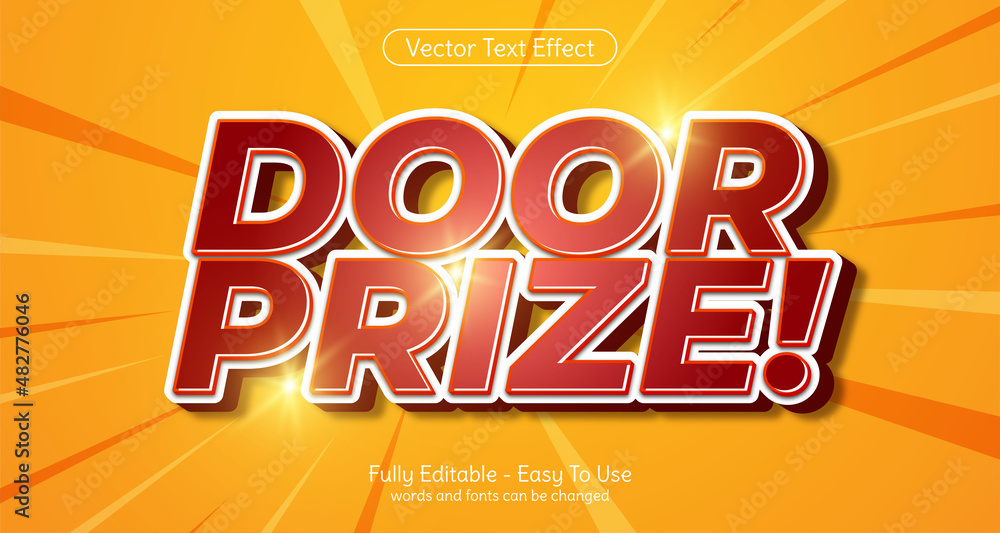 Poster door prize 3d editable text effect template style