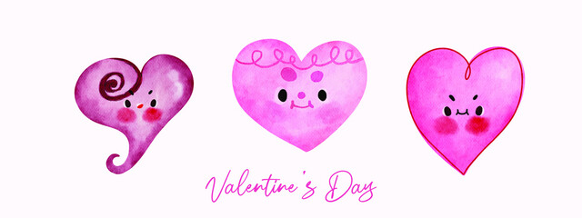 Valentine's Day, watercolor hearts, wedding cards and love cards.