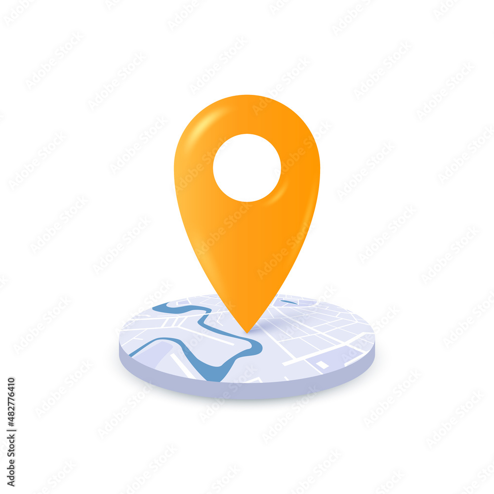 Poster city map navigation icon with 3d point marker. gps navigation route delivery check point graphic des