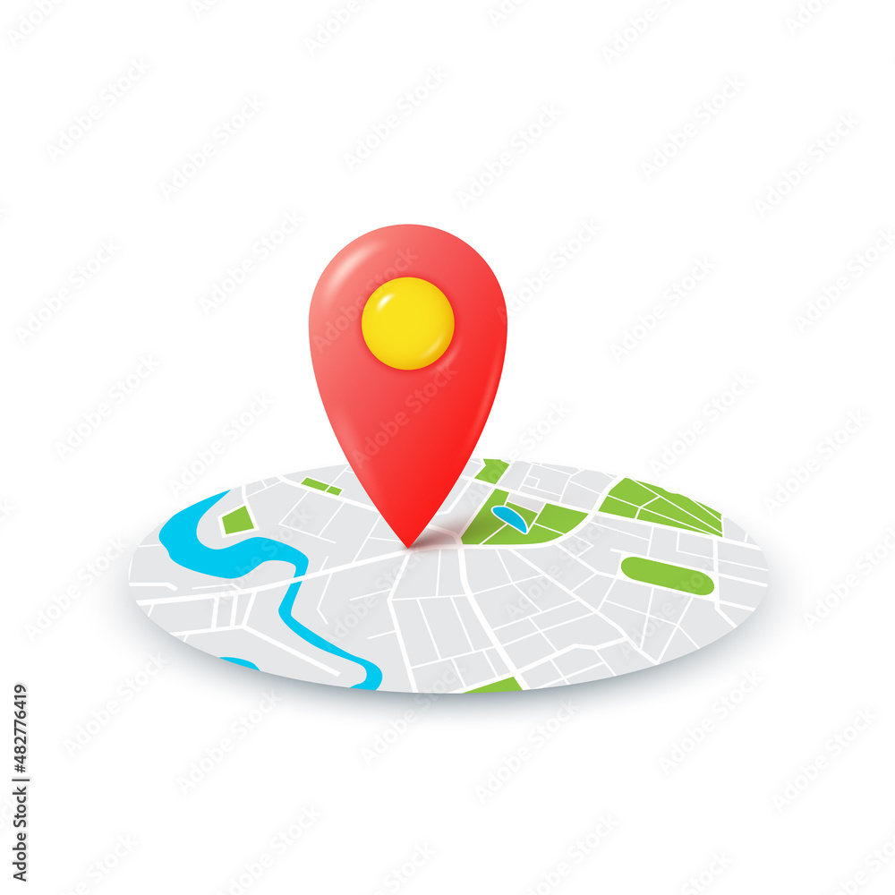 Poster city map navigation icon with 3d point marker. gps navigation route delivery check point graphic des