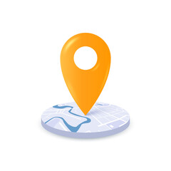 City map navigation icon with 3d point marker. GPS navigation route delivery check point graphic design