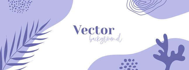 Langes Vektorbanner in sehr Peri-Farbe. Abstrakter organischer Blumenhintergrund mit Kopienraum für Text. Facebook-Cover