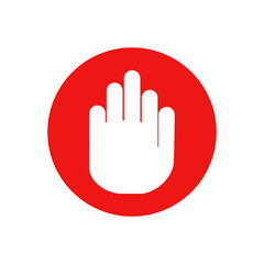 Hand of stop sign icon. Vector.