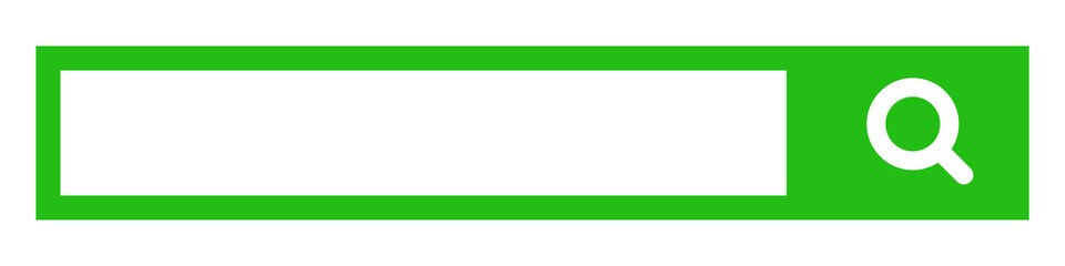 Obraz premium Green search box and magnifying glass. Internet search. Vectors.