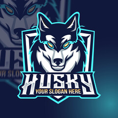 Husky Dog Mascot Gaming Logo © HimawanRushX