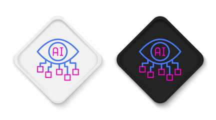 Line Computer vision icon isolated on white background. Technical vision, eye circuit, video surveillance system, augmented reality systems. Colorful outline concept. Vector