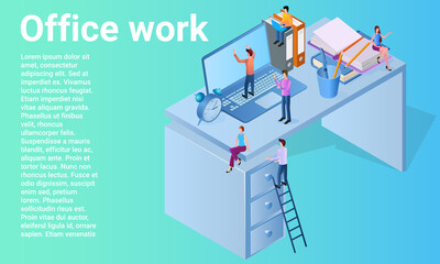 Office work.Coworking and online negotiations.Freelance and remote work..A business-style poster.Flat vector illustration.