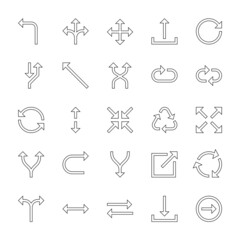 A set of line icons, arrow, direction, icons, vector illustration. 