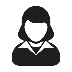 Girl icon vector user person profile avatar symbol for business in a flat color glyph pictogram sign illustration