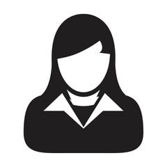 Employer icon vector female user person profile avatar symbol for business in a flat color glyph pictogram sign illustration