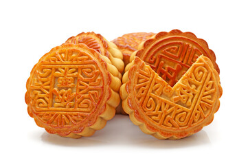 Mid-Autumn Festival moon cake on white background