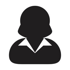 Supervisor icon vector female user person profile avatar symbol for business in a flat color glyph pictogram sign illustration