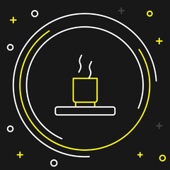 Line Cup of tea icon isolated on black background. Colorful outline concept. Vector