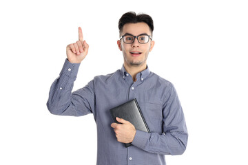 Attractive guy in shirt isolated on white background