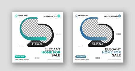 Business real estate social media post square flyer banner template