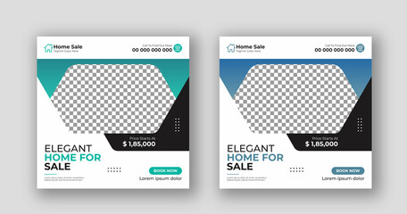Business real estate social media post square flyer banner template