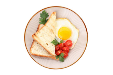 Fototapeta na wymiar Plate with tasty breakfast isolated on white background
