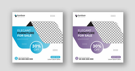 Business social media post square flyer furniture sale banner template