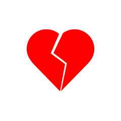 Red Broken heart icon in trandy flat style isolated on white background. Broken heart icon page symbol for your web site design logo, app, UI. Vector illustration, EPS10.