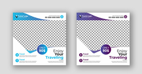 Business social media post square flyer travel banner template