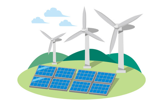 クリーンエネルギー　風車　太陽光