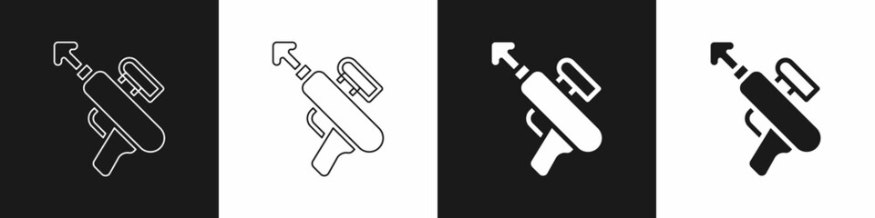 Set Fishing harpoon icon isolated on black and white background. Fishery manufacturers for catching fish under water. Diving underwater equipment. Vector