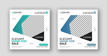 Business real estate social media post square flyer banner template